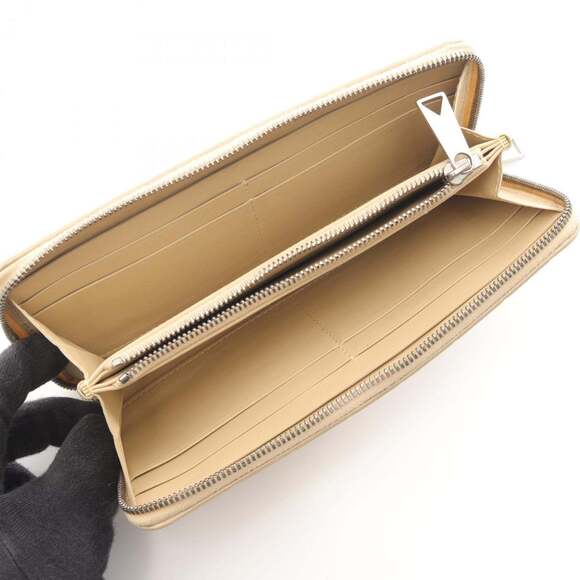 Bottega Veneta Intrecciato Round Long Wallet, Leather, Women's, Beige - Picture 3 of 8